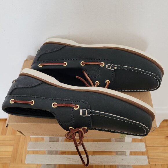 NEW WITH TAGS Timberland Women's Black Leather Boat Shoes-9.5 - Picture 6 of 9